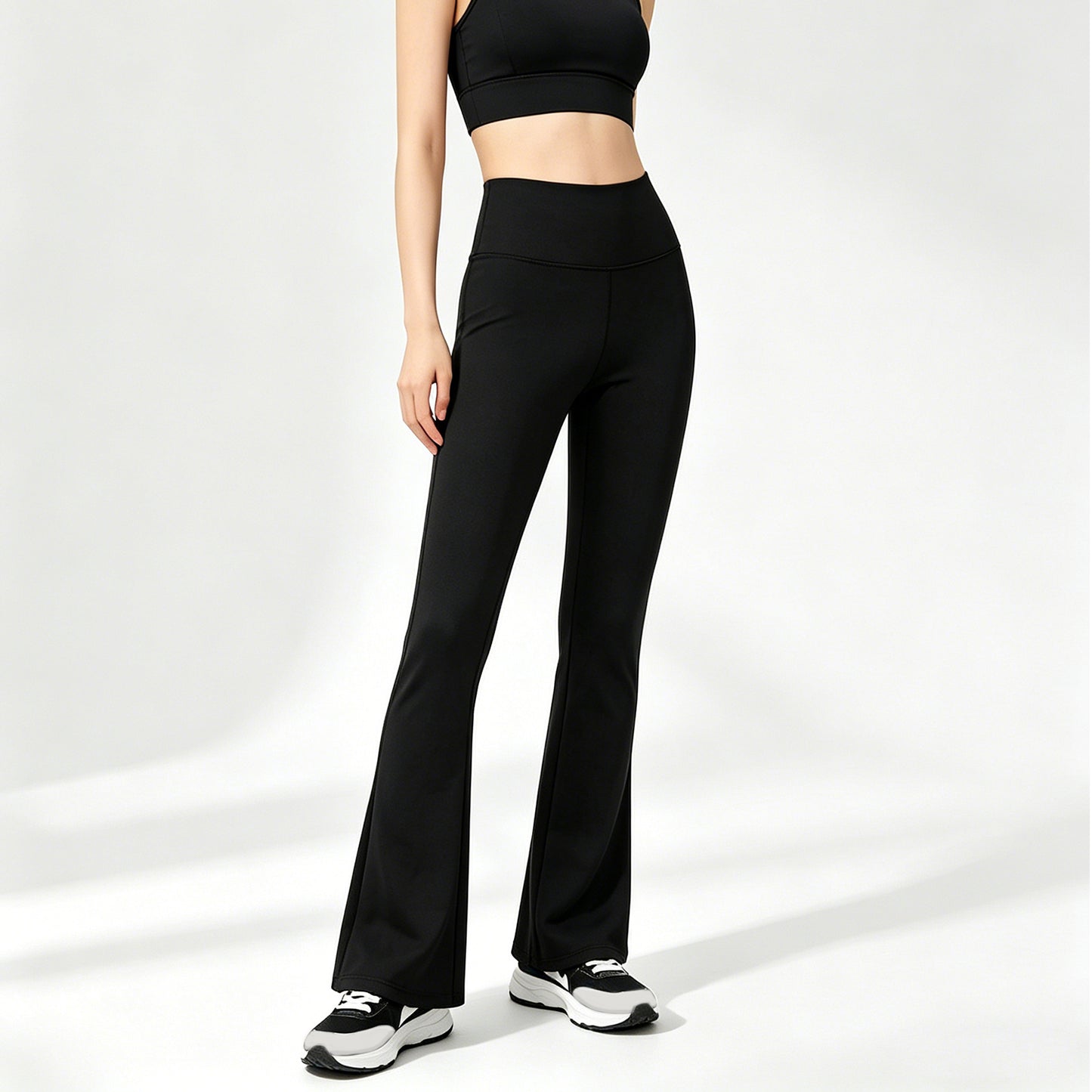 Women's High-Waist Flared Yoga Pants - Black
