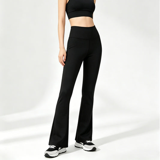 Women's High-Waist Flared Yoga Pants - Black