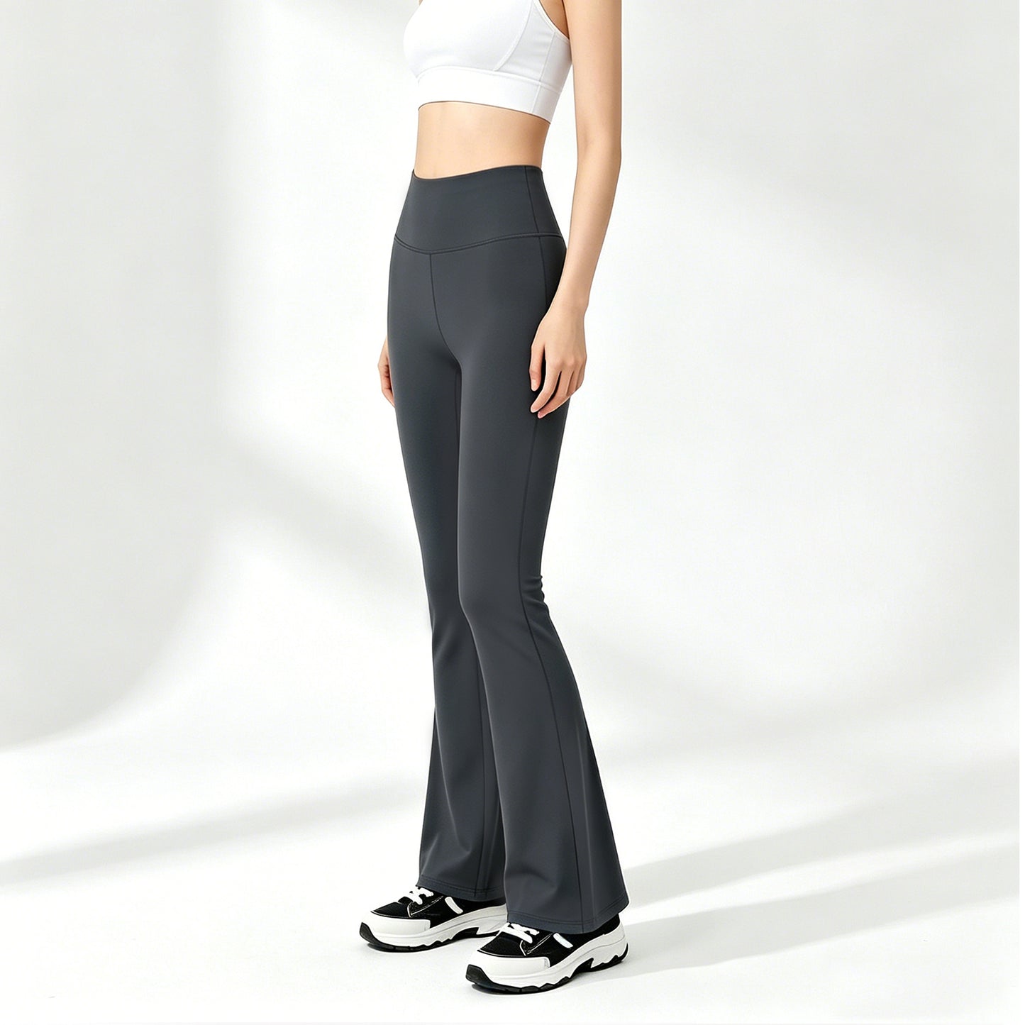 Women's High-Waist Flared Yoga Pants - Black