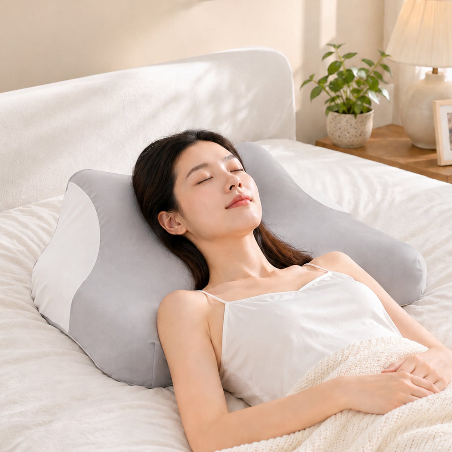 Blue Ergonomic Cervical Support Memory Foam Pillow - 60 × 40 cm