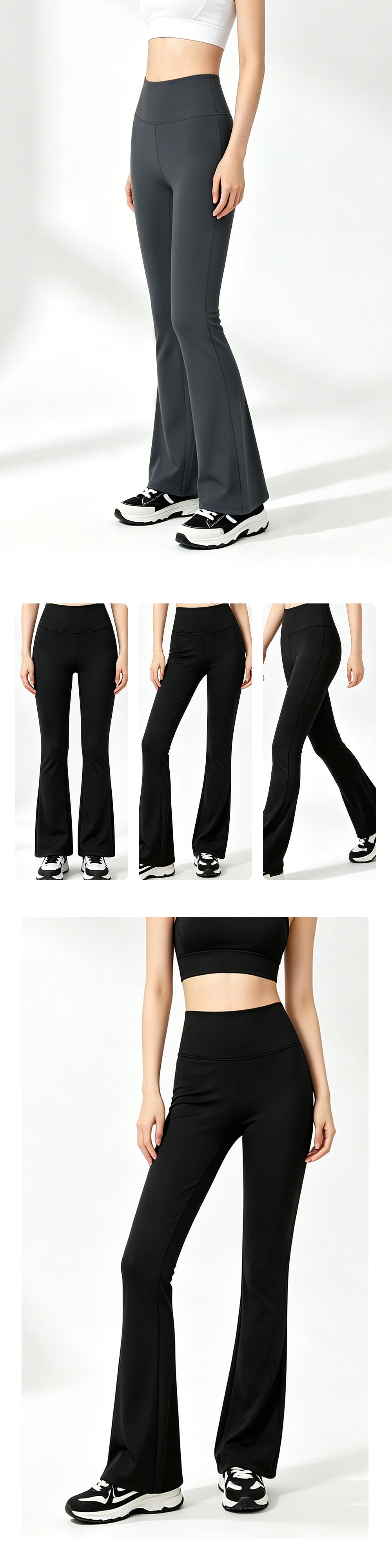 Women's High-Waist Flared Yoga Pants - Black