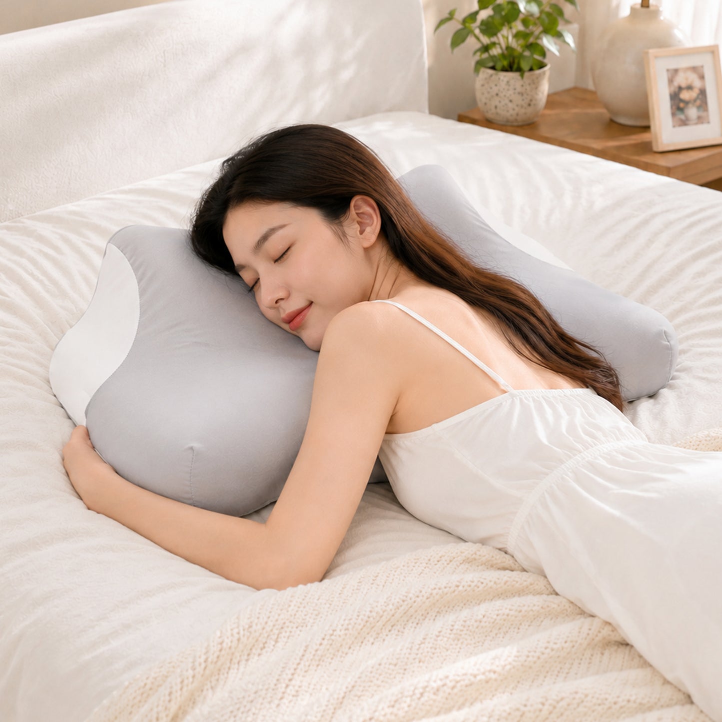 Blue Ergonomic Cervical Support Memory Foam Pillow - 60 × 40 cm