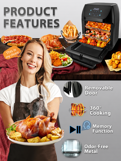 Electric air fryer, Xiaomi, new version with 2 heating elements, 2100 W, 11 L, touch display, black