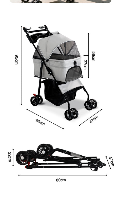 Foldable 2-in-1 Pet Stroller & Detachable Carrier - 15 kg Capacity