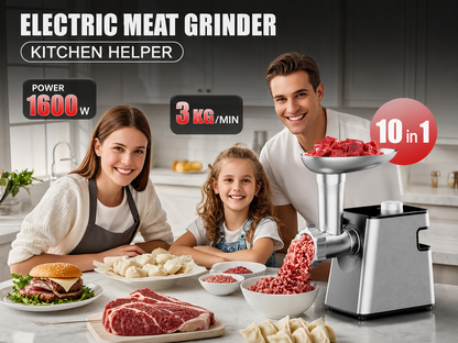 2-in-1 600W Meat Grinder with Slicer Attachments