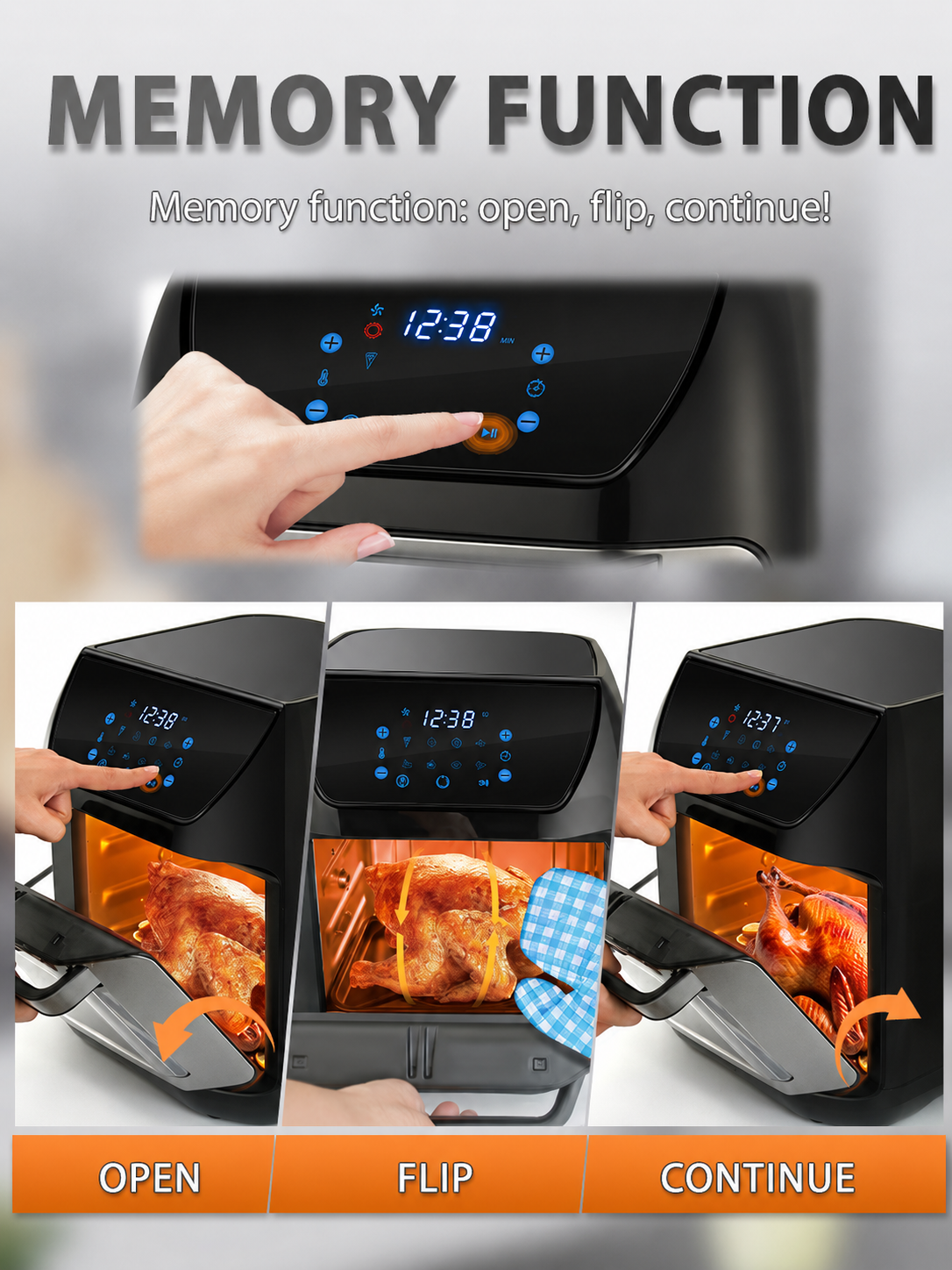 Electric air fryer, Xiaomi, new version with 2 heating elements, 2100 W, 11 L, touch display, black