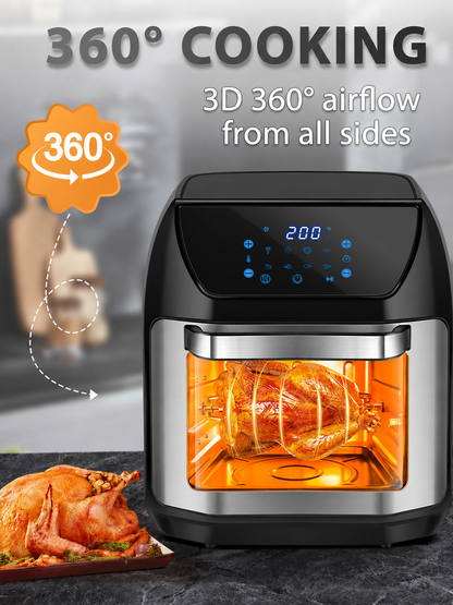 Electric air fryer, Xiaomi, new version with 2 heating elements, 2100 W, 11 L, touch display, black