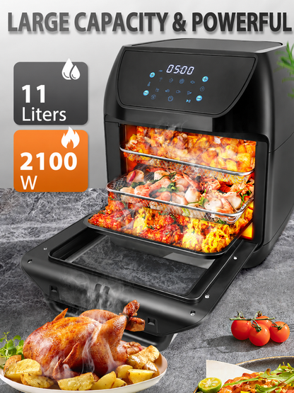 Electric air fryer, Xiaomi, new version with 2 heating elements, 2100 W, 11 L, touch display, black