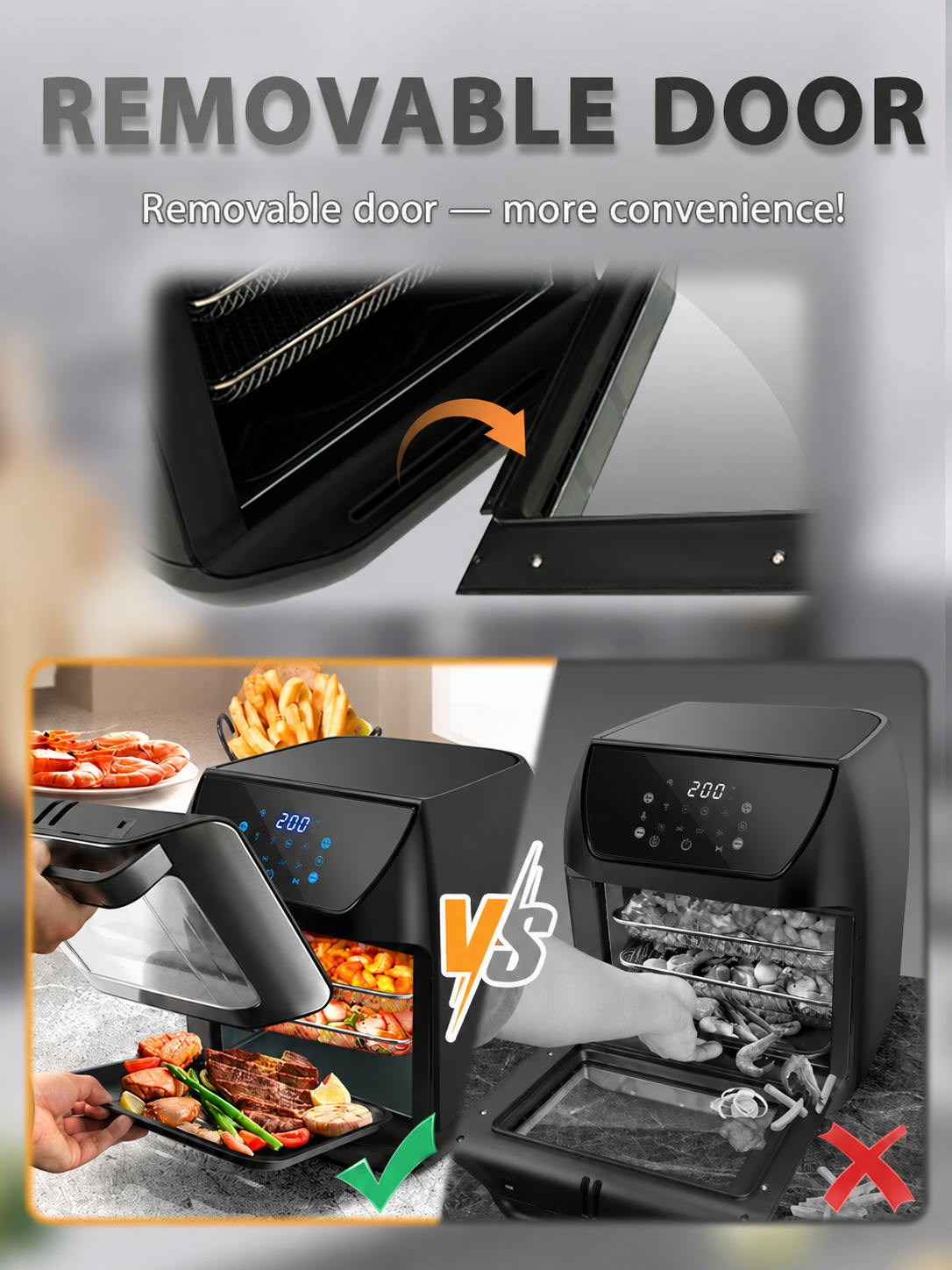 Electric air fryer, Xiaomi, new version with 2 heating elements, 2100 W, 11 L, touch display, black