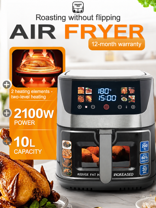 10L 2100W Air Fryer with Touch Screen and 8 Programs