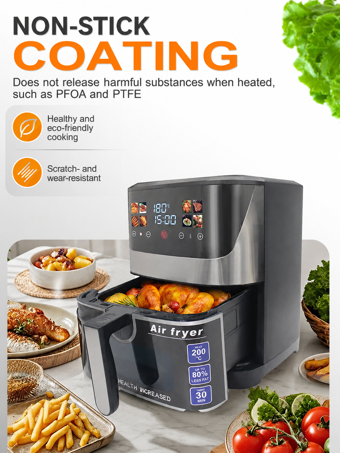 10L 2100W Air Fryer with Touch Screen and 8 Programs