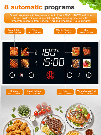 10L 2100W Air Fryer with Touch Screen and 8 Programs