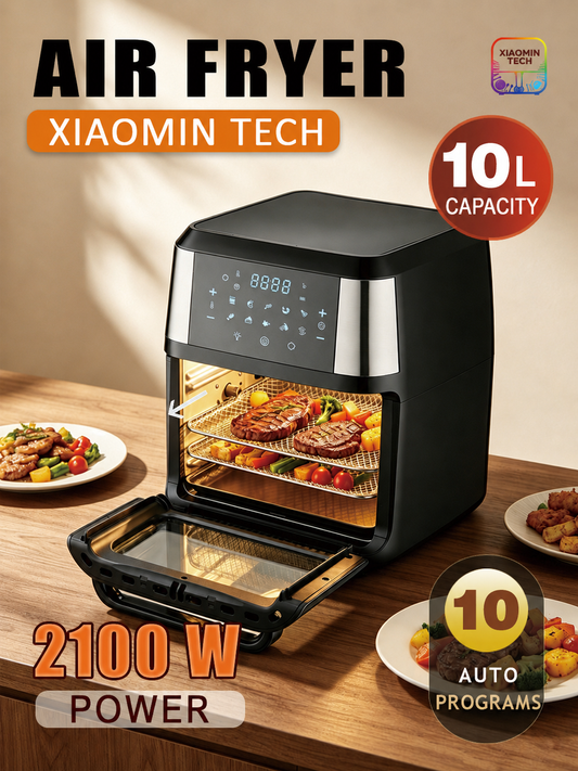 10L Electric Air Fryer Oven, 2100W Digital Touch Screen Air Fryer with Large Viewing Window