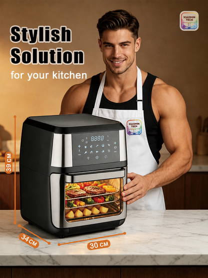 10L Electric Air Fryer Oven, 2100W Digital Touch Screen Air Fryer with Large Viewing Window