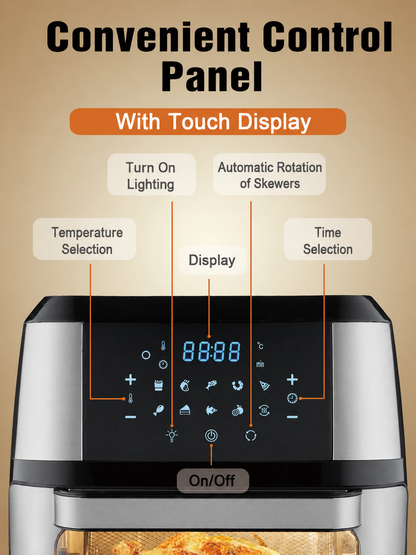 10L Electric Air Fryer Oven, 2100W Digital Touch Screen Air Fryer with Large Viewing Window