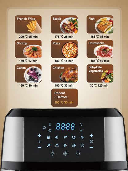 10L Electric Air Fryer Oven, 2100W Digital Touch Screen Air Fryer with Large Viewing Window
