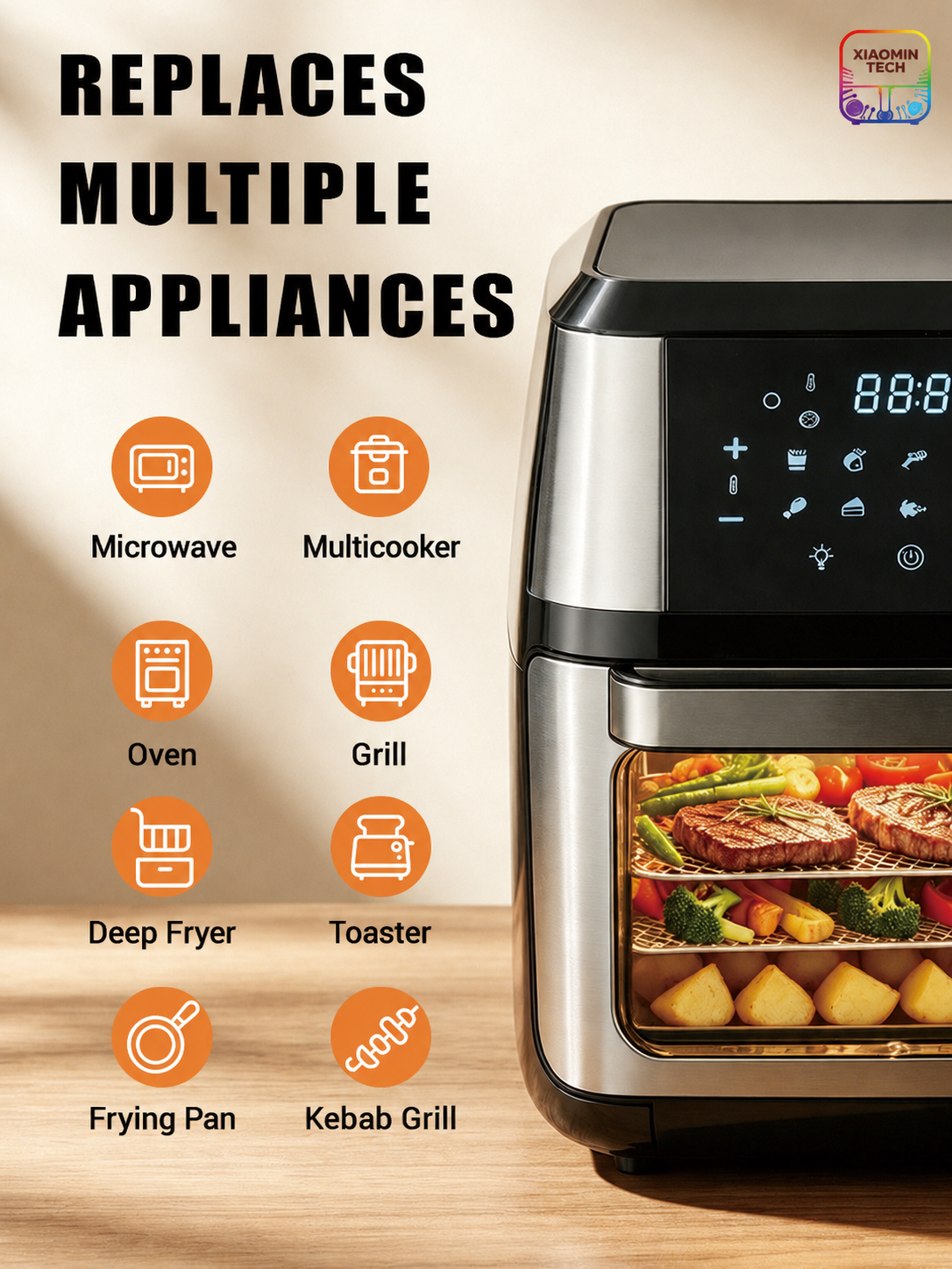 10L Electric Air Fryer Oven, 2100W Digital Touch Screen Air Fryer with Large Viewing Window