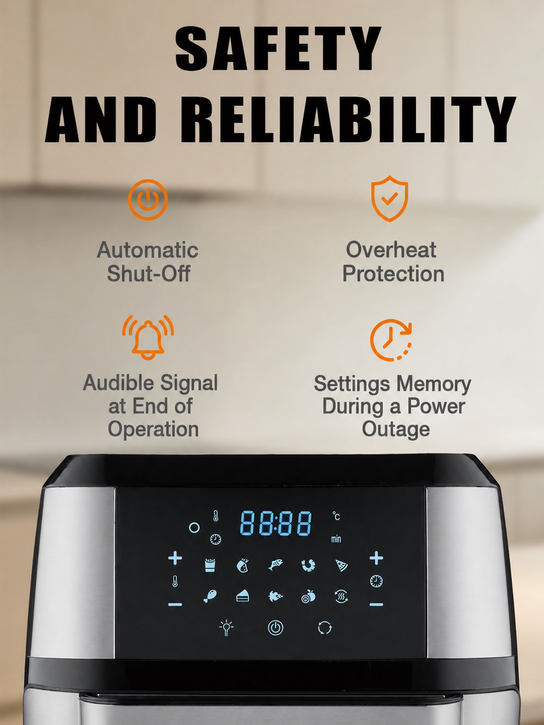 10L Electric Air Fryer Oven, 2100W Digital Touch Screen Air Fryer with Large Viewing Window