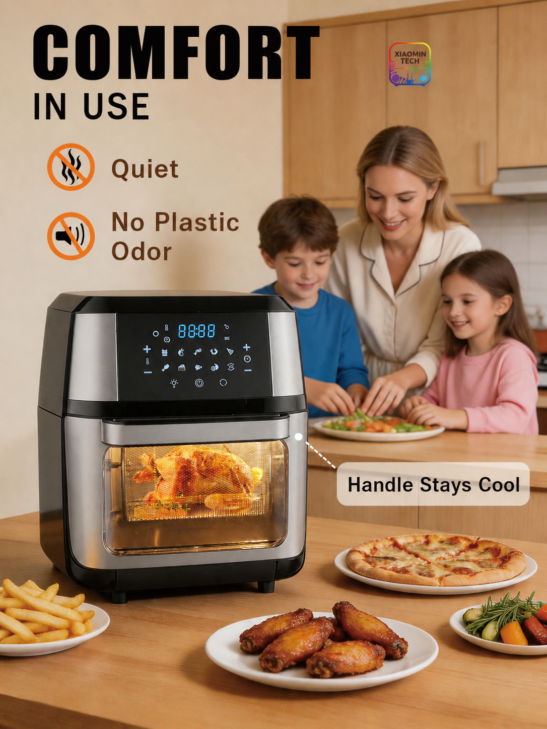 10L Electric Air Fryer Oven, 2100W Digital Touch Screen Air Fryer with Large Viewing Window