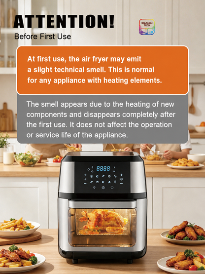 10L Electric Air Fryer Oven, 2100W Digital Touch Screen Air Fryer with Large Viewing Window