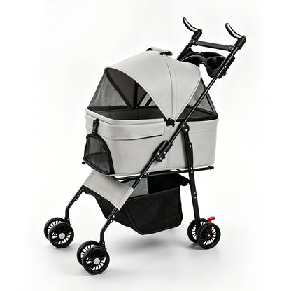 Foldable 2-in-1 Pet Stroller & Detachable Carrier - 15 kg Capacity