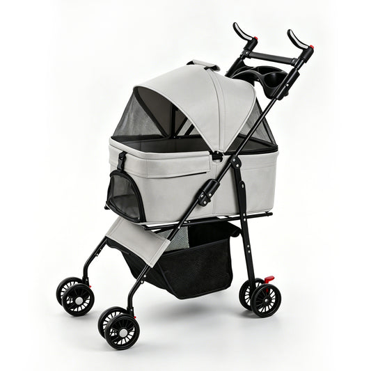 Foldable 2-in-1 Pet Stroller & Detachable Carrier - 15 kg Capacity