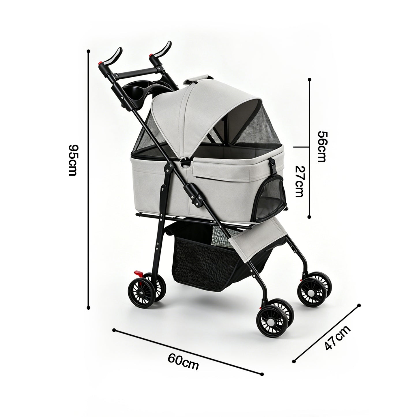 Foldable 2-in-1 Pet Stroller & Detachable Carrier - 15 kg Capacity