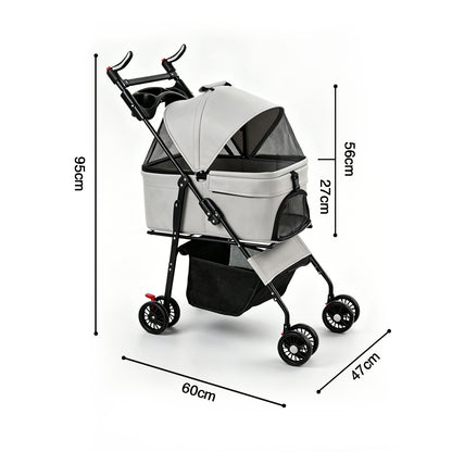 Foldable 2-in-1 Pet Stroller & Detachable Carrier - 15 kg Capacity